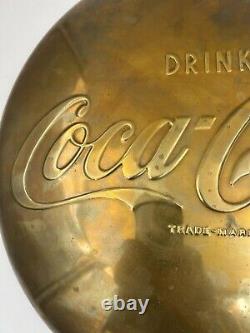 Vintage Coca Cola Button Sign Brass 1950s Coke Signs