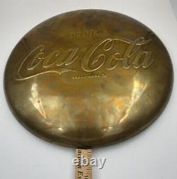 Vintage Coca Cola Button Sign Brass 1950s Coke Signs