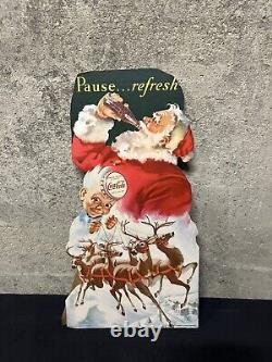 Vintage Coca Cola Cardboard Litho Advertising Easel Back Display Sign