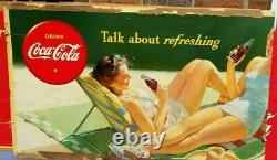 Vintage Coca-Cola Cardboard Sign Poster Lady Advertising Coke RARE 1960s