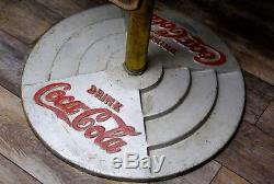 Vintage Coca Cola Cast Iron Sign Base Wooden Carousel Horse Barber Shop Pole Old
