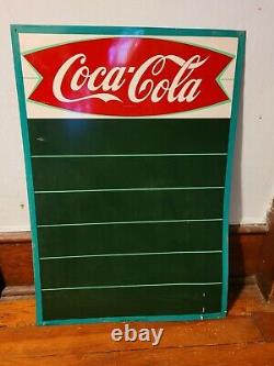 Vintage Coca Cola Chalkboard Advertising Tin Sign With Fishtail Menu Board