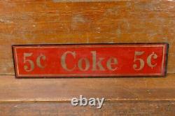 Vintage Coca Cola Coke 5¢ Reverse Painted Glass Advertising Sign