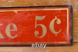 Vintage Coca Cola Coke 5¢ Reverse Painted Glass Advertising Sign