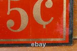 Vintage Coca Cola Coke 5¢ Reverse Painted Glass Advertising Sign