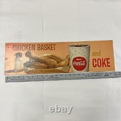 Vintage Coca Cola Coke Diner Restaurant Soda Pop Cardboard Sign Chicken Basket