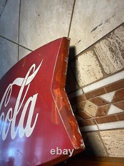 Vintage Coca Cola Coke Fish Tail Metal Sign 42 X 20