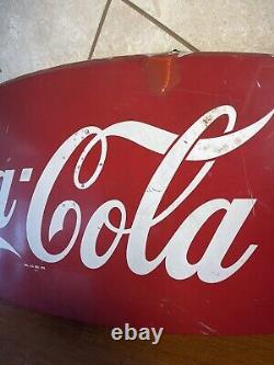 Vintage Coca Cola Coke Fish Tail Metal Sign 42 X 20