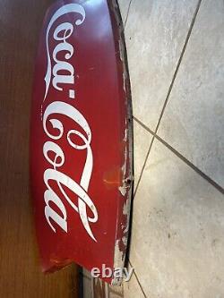 Vintage Coca Cola Coke Fish Tail Metal Sign 42 X 20