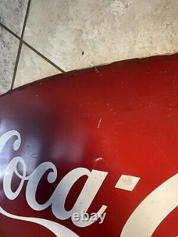 Vintage Coca Cola Coke Fish Tail Metal Sign 42 X 20