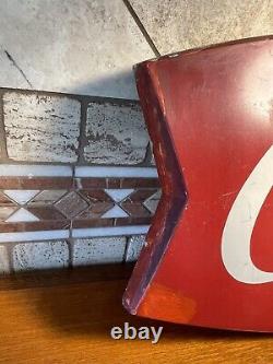 Vintage Coca Cola Coke Fish Tail Metal Sign 42 X 20