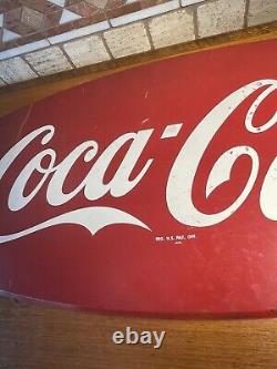 Vintage Coca Cola Coke Fish Tail Metal Sign 42 X 20