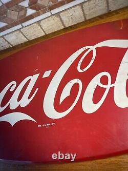 Vintage Coca Cola Coke Fish Tail Metal Sign 42 X 20