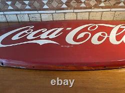 Vintage Coca Cola Coke Fish Tail Metal Sign 42 X 20