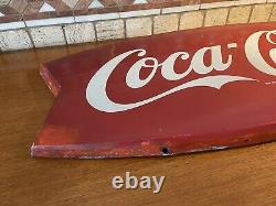 Vintage Coca Cola Coke Fish Tail Metal Sign 42 X 20