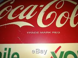 Vintage Coca Cola Coke Metal 24 Sign-Gas Station-Good Condition