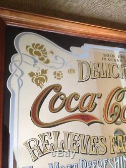 Vintage Coca Cola Coke Mirror Sign Pub Bar Store Advertising 39 by 27