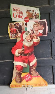 Vintage Coca Cola Coke Santa Claus Christmas Sign Store Display Standee 48 x 24
