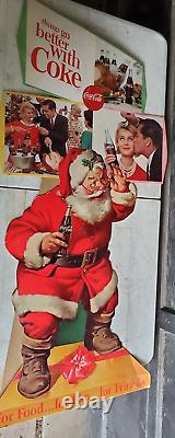 Vintage Coca Cola Coke Santa Claus Christmas Sign Store Display Standee 48 x 24