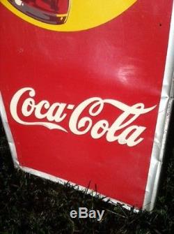 Vintage Coca Cola Coke Sign tin large 54x18 inches