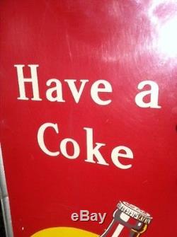 Vintage Coca Cola Coke Sign tin large 54x18 inches