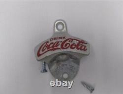 Vintage Coca Cola Collectibles Lot Metal Sign Clock Wooden Bat Bottle Opener 4pc