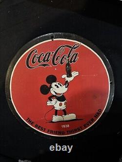 Vintage Coca Cola Cool Drink Mickey Mouse Porcelain Gas Oil Beverage Soda Sign