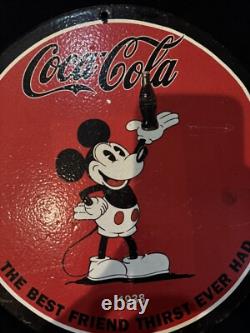 Vintage Coca Cola Cool Drink Mickey Mouse Porcelain Gas Oil Beverage Soda Sign