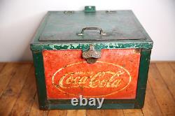 Vintage Coca Cola Cooler 1930 Countertop Display Green with Bottle Opener RARE