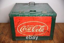 Vintage Coca Cola Cooler 1930 Countertop Display Green with Bottle Opener RARE