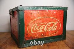 Vintage Coca Cola Cooler 1930 Countertop Display Green with Bottle Opener RARE