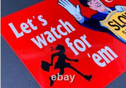 Vintage Coca Cola Cop Slow School Zone Police 12 Metal Soda Gasoline Oil Sign Vintage Coca Cola Cop Slow School Zone Police 12 Metal Soda Gasoline Oil Sign