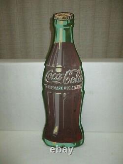 Vintage Coca-Cola Die Cut Bottle Sign Dated 10/57 16.75'' Tall