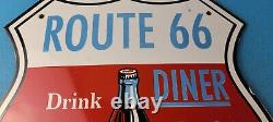 Vintage Coca Cola Diner Porcelain Route 66 Gas Beverage Service Station Sign