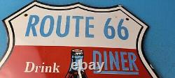 Vintage Coca Cola Diner Porcelain Route 66 Gas Beverage Service Station Sign