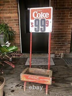 Vintage Coca-Cola Display Dolly Wood Crate Stand Rack Enjoy Coke Sign