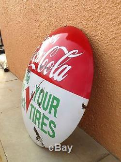 Vintage Coca-Cola Dome Sign. Vintage Soda and Tire Bubble Sign