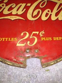 Vintage Coca Cola Double sided Sign Take Home a Carton 25 cents 13 diameter