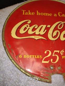 Vintage Coca Cola Double sided Sign Take Home a Carton 25 cents 13 diameter
