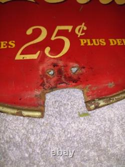 Vintage Coca Cola Double sided Sign Take Home a Carton 25 cents 13 diameter