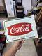 Vintage Coca-Cola Fishtail Double-Sided Metal Flange Sign Coke Tin