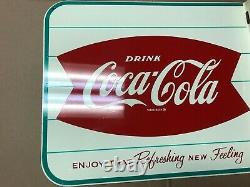 Vintage Coca Cola Fishtail Flange Sign New Old Stock almost mint