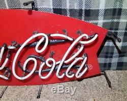Vintage Coca-Cola Fishtail Neon Light-Up Sign Rare! High Quality