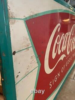 Vintage Coca-Cola Fishtail Sign -Sign of Good Taste 6' x 3
