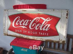 Vintage Coca Cola Fishtail Sign o Good Taste Soda Pop Old Coke Advertising Metal