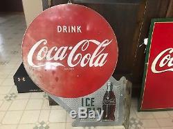 Vintage Coca Cola Flange Sign, 1950s Drink Coca Cola Sign Ice Cold Coca Cola 1950