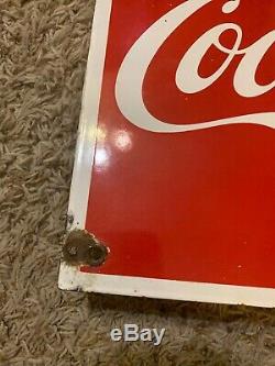 Vintage Coca-Cola Fountain Service Fish Tail Single Sided Porcelain Sign