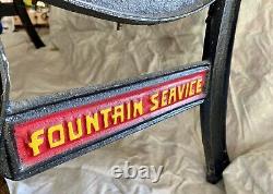 Vintage Coca-Cola Fountain Service Lunch Park Bench Back Rails w Legs Cast Iron