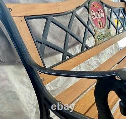 Vintage Coca-Cola Fountain Service Lunch Park Bench Back Rails w Legs Cast Iron