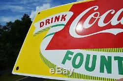 Vintage Coca Cola Fountain Service Porcelain Drink Sign Collectable Scarce Minty